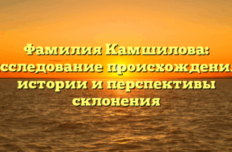 Фамилия Камшилова: исследование происхождения, истории и перспективы склонения Фамилия Камшилова: исследование происхождения, истории и перспективы склонения