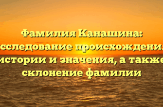 Фамилия Канашина: исследование происхождения, истории и значения, а также склонение фамилии