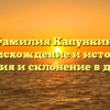Фамилия Капункин: происхождение и история, значения и склонение в деталях