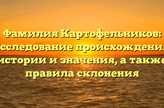 Фамилия Картофельников: исследование происхождения, истории и значения, а также правила склонения