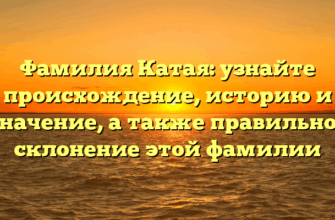 Фамилия Катая: узнайте происхождение, историю и значение, а также правильное склонение этой фамилии