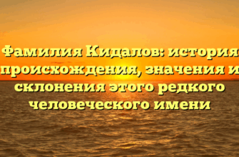 Фамилия Кидалов: история происхождения, значения и склонения этого редкого человеческого имени