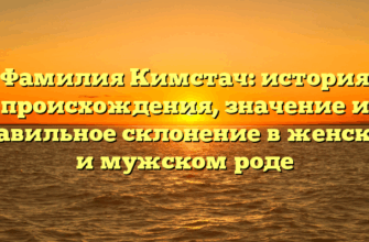 Фамилия Кимстач: история происхождения, значение и правильное склонение в женском и мужском роде