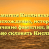 Фамилия Кислинский: происхождение, история и значение фамилии. Как правильно склонять Кислинский?