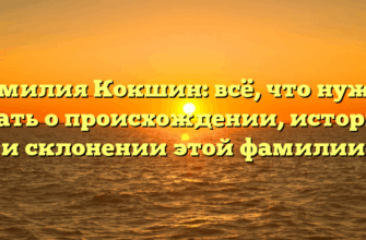 Фамилия Кокшин: всё, что нужно знать о происхождении, истории и склонении этой фамилии