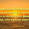 Фамилия Коленкова: происхождение и значение, история и склонение фамилии – все, что нужно знать