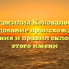 Фамилия Коновалов: исследование происхождения, значения и правил склонения этого имени