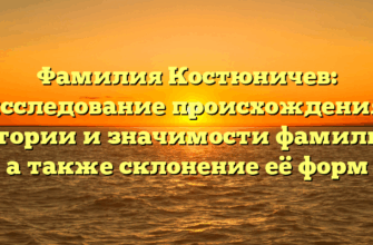 Фамилия Костюничев: исследование происхождения, истории и значимости фамилии, а также склонение её форм