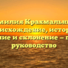 Фамилия Крахмальный: происхождение, история, значение и склонение — полное руководство