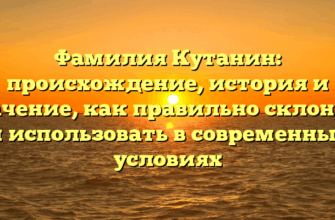 Фамилия Кутанин: происхождение, история и значение, как правильно склонять и использовать в современных условиях