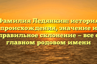 Фамилия Ледянкин: история происхождения, значение и правильное склонение — все о главном родовом имени