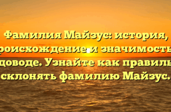 Фамилия Майзус: история, происхождение и значимость в родоводе. Узнайте как правильно склонять фамилию Майзус.