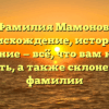 Фамилия Мамонов: происхождение, история и значение — всё, что вам нужно знать, а также склонение фамилии