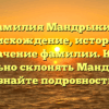 Фамилия Мандрыкин: происхождение, история и значение фамилии. Как правильно склонять Мандрыкин? Узнайте подробности!