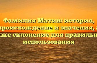 Фамилия Матин: история, происхождение и значения, а также склонение для правильного использования