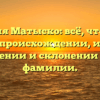 Фамилия Матыско: всё, что нужно знать о происхождении, истории, значении и склонении этой фамилии.