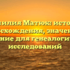 Фамилия Матюк: история происхождения, значение и склонение для генеалогических исследований