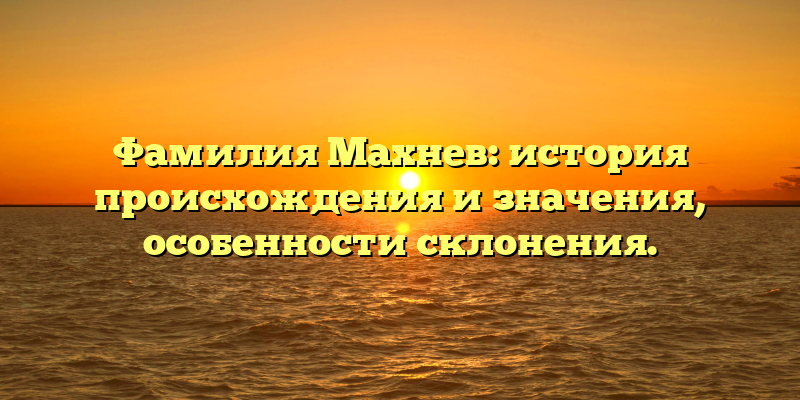 Фамилия Махнев: история происхождения и значения, особенности склонения.