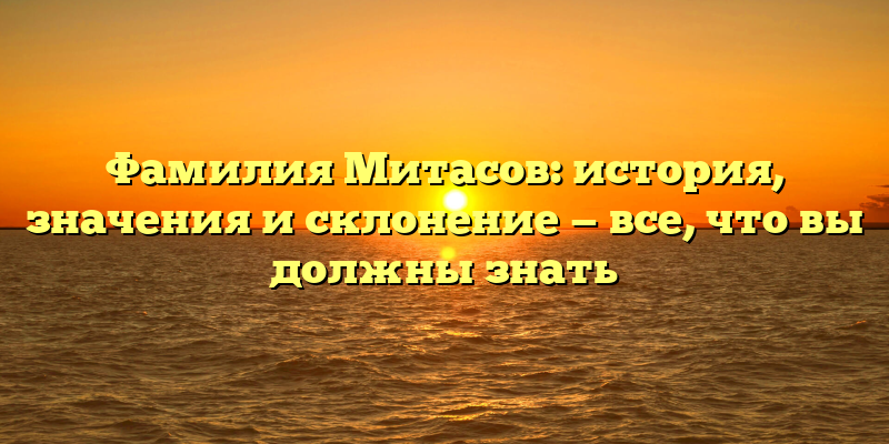 Фамилия Митасов: история, значения и склонение — все, что вы должны знать