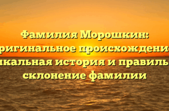 Фамилия Морошкин: оригинальное происхождение, уникальная история и правильное склонение фамилии
