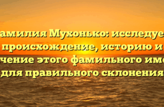 Фамилия Мухонько: исследуем происхождение, историю и значение этого фамильного имени для правильного склонения