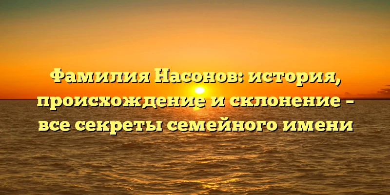 Фамилия Насонов: история, происхождение и склонение – все секреты семейного имени Фамилия Насонов: история, происхождение и склонение – все секреты семейного имени