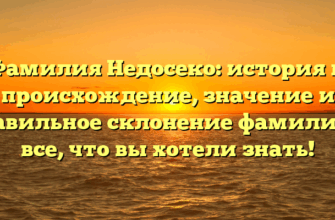 Фамилия Недосеко: история и происхождение, значение и правильное склонение фамилии — все, что вы хотели знать!
