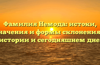 Фамилия Немода: истоки, значения и формы склонения в истории и сегодняшнем дне.