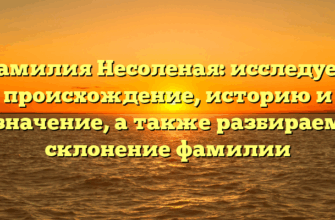 Фамилия Несоленая: исследуем происхождение, историю и значение, а также разбираем склонение фамилии