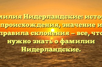 Фамилия Нидерландские: история происхождения, значение и правила склонения — все, что нужно знать о фамилии Нидерландские.