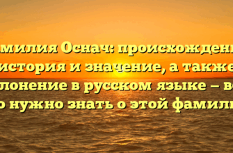 Фамилия Оснач: происхождение, история и значение, а также склонение в русском языке — все, что нужно знать о этой фамилии!