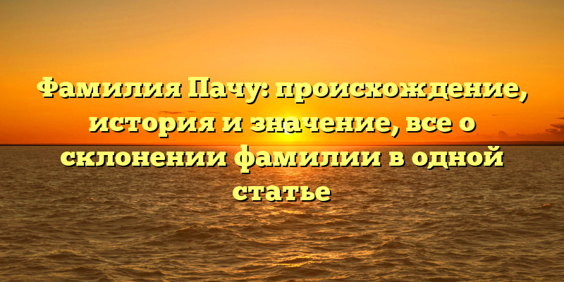 Фамилия Пачу: происхождение, история и значение, все о склонении фамилии в одной статье
