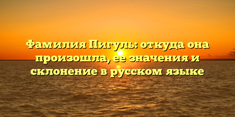Фамилия Пигуль: откуда она произошла, ее значения и склонение в русском языке