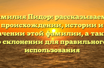 Фамилия Пидор: рассказываем о происхождении, истории и значении этой фамилии, а также о склонении для правильного использования