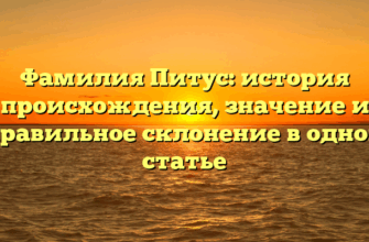 Фамилия Питус: история происхождения, значение и правильное склонение в одной статье