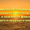 Фамилия Площадная: исследование происхождения, истории и важности фамилии для настоящего и будущего поколений