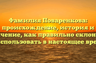 Фамилия Поваренкова: происхождение, история и значение, как правильно склонять и использовать в настоящее время