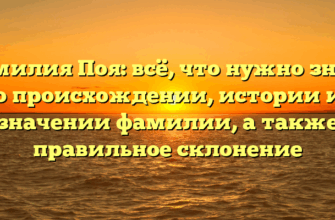 Фамилия Поя: всё, что нужно знать о происхождении, истории и значении фамилии, а также правильное склонение