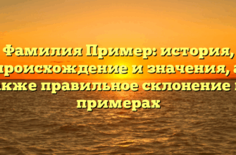 Фамилия Пример: история, происхождение и значения, а также правильное склонение на примерах