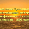 Фамилия Приходько: происхождение, история и значение фамилии + склонение в разных языках — SEO-заголовок.