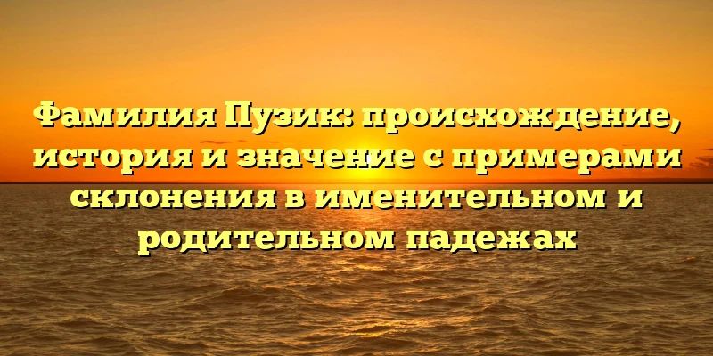 Фамилия Пузик: происхождение, история и значение с примерами склонения в именительном и родительном падежах