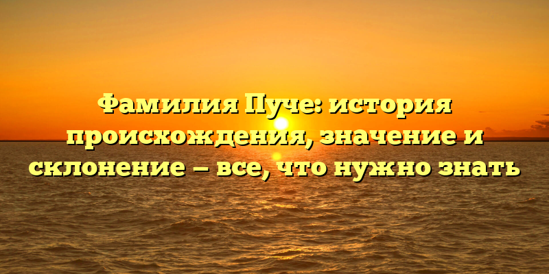 Фамилия Пуче: история происхождения, значение и склонение — все, что нужно знать