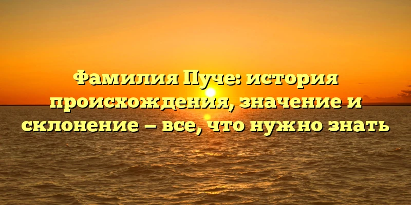 Фамилия Пуче: история происхождения, значение и склонение — все, что нужно знать Фамилия Пуче: история происхождения, значение и склонение — все, что нужно знать