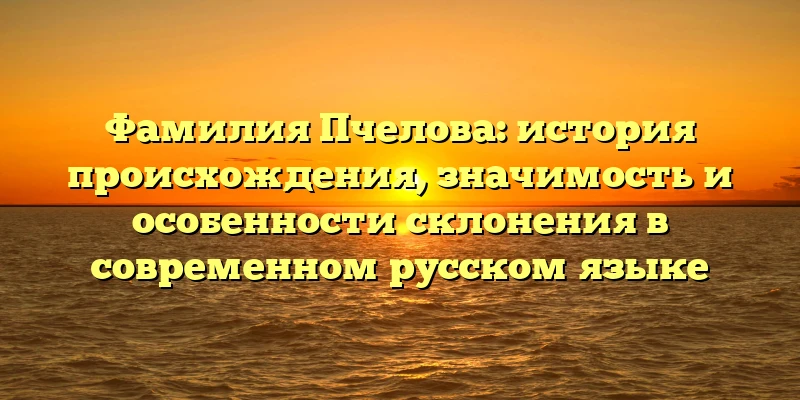 Фамилия Пчелова: история происхождения, значимость и особенности склонения в современном русском языке