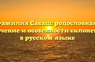 Фамилия Сабаш: родословная, значение и особенности склонения в русском языке