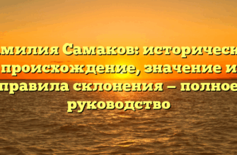 Фамилия Самаков: историческое происхождение, значение и правила склонения — полное руководство