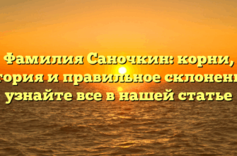 Фамилия Саночкин: корни, история и правильное склонение – узнайте все в нашей статье