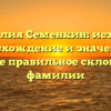 Фамилия Семенкин: история, происхождение и значение, а также правильное склонение фамилии