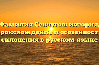 Фамилия Сенчугов: история, происхождение и особенности склонения в русском языке