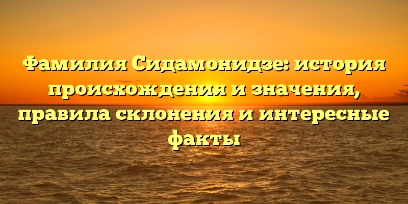 Фамилия Сидамонидзе: история происхождения и значения, правила склонения и интересные факты